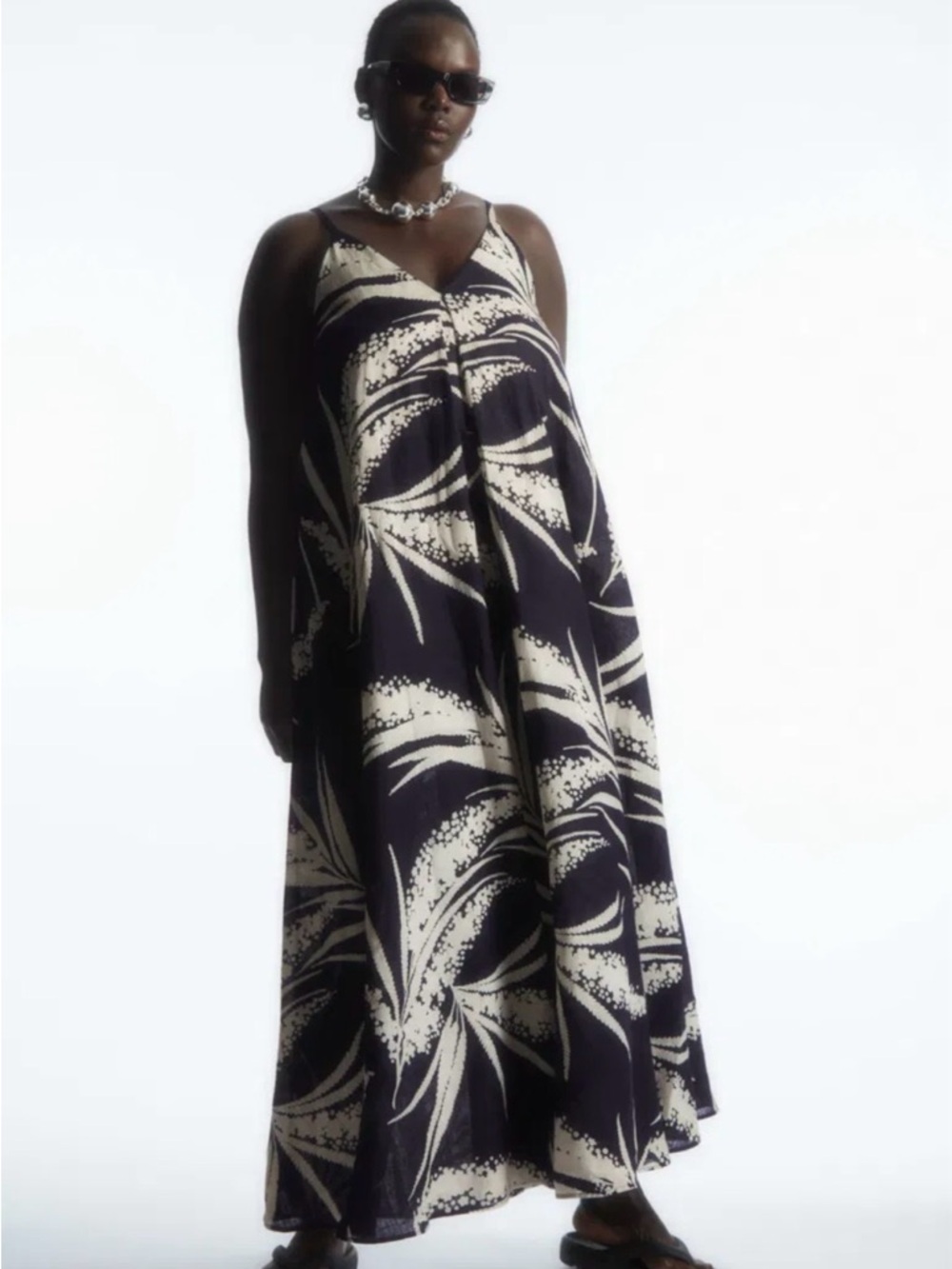 COS Black and Cream Printed Maxi Dress size 6 Ready To Ship